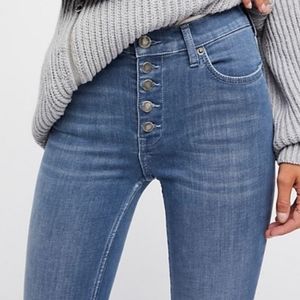 Free People Reagan Button Front Skinny Jeans